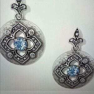 🩵🆕🩵 Brighton Silver Earrings with Blue Accents NWT $78